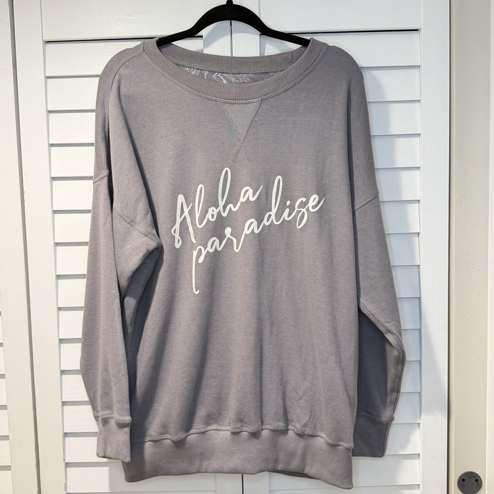 JAXSEA Aloha paradise Sweatshirt Womens XL Crewneck Pullover New With Tags